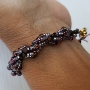 BNWT Handcrafted Braided Beaded Bracelet  - Amethyst coloring